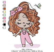 Laden Sie das Bild in den Galerie-Viewer, Teenager girl embroidery designs - Baby Girl embroidery design machine embroidery pattern - Girl with long wavy hair embroidery file pes dst
