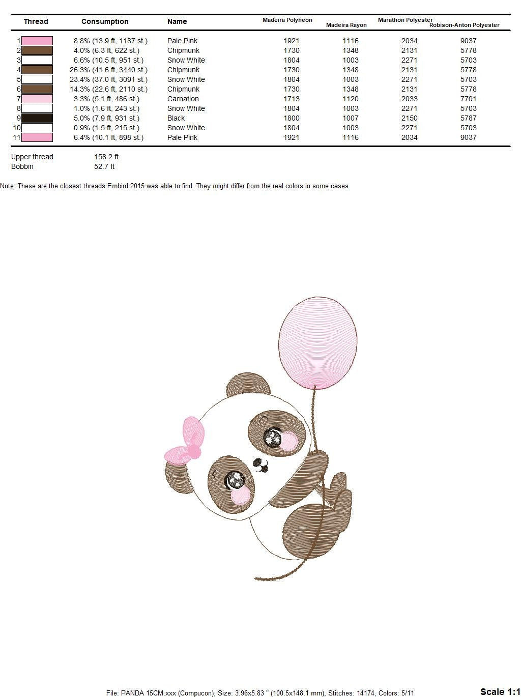 Panda embroidery design - Animal embroidery designs machine embroidery pattern - Baby girl embroidery file - Panda with balloons download