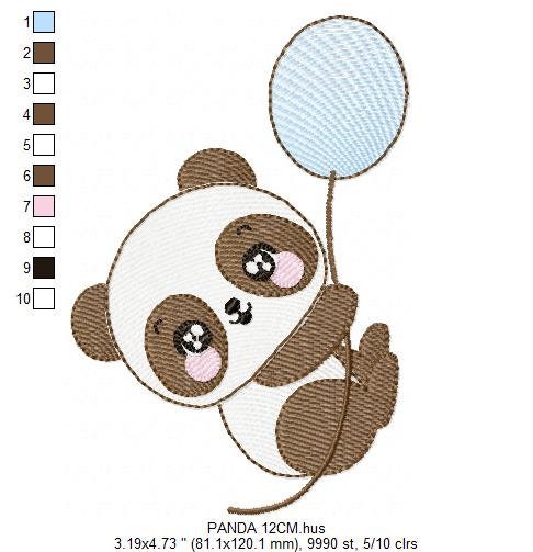 Panda embroidery design - Animal embroidery designs machine embroidery pattern - Baby boy embroidery file - Panda with butterfly download