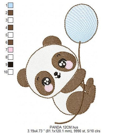 Panda embroidery design - Animal embroidery designs machine embroidery pattern - Baby boy embroidery file - Panda with butterfly download