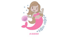 Carica l&#39;immagine nel visualizzatore di Gallery, Mermaid embroidery designs - Sea Princess embroidery design machine embroidery pattern Baby Girl embroidery file - Mermaid with shells
