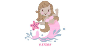 Mermaid embroidery designs - Ocean Sea Princess embroidery design machine embroidery pattern - Baby Girl embroidery file - instant download