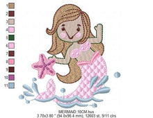 Load image into Gallery viewer, Mermaid embroidery designs - Ocean Sea Princess embroidery design machine embroidery pattern - Baby Girl embroidery file - instant download
