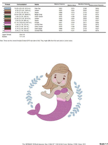 Mermaid embroidery designs - Sea Princess embroidery design machine embroidery pattern - Mermaid rippled design - Baby Girl embroidery file