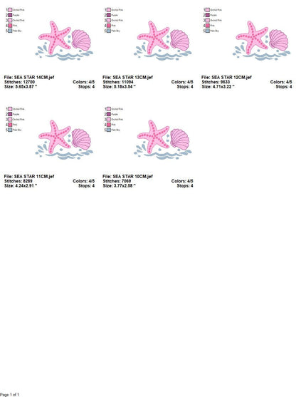 Starfish embroidery designs - Star sea embroidery design machine embroidery pattern - Mermaid embroidery design - Shell embroidery ocean