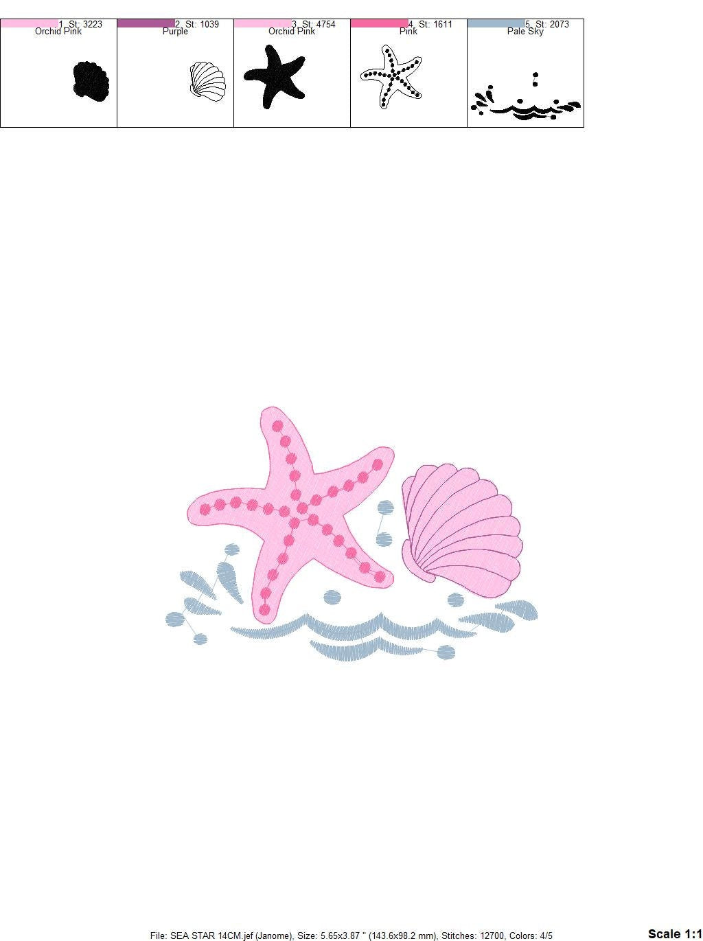 Starfish embroidery designs - Star sea embroidery design machine embroidery pattern - Mermaid embroidery design - Shell embroidery ocean