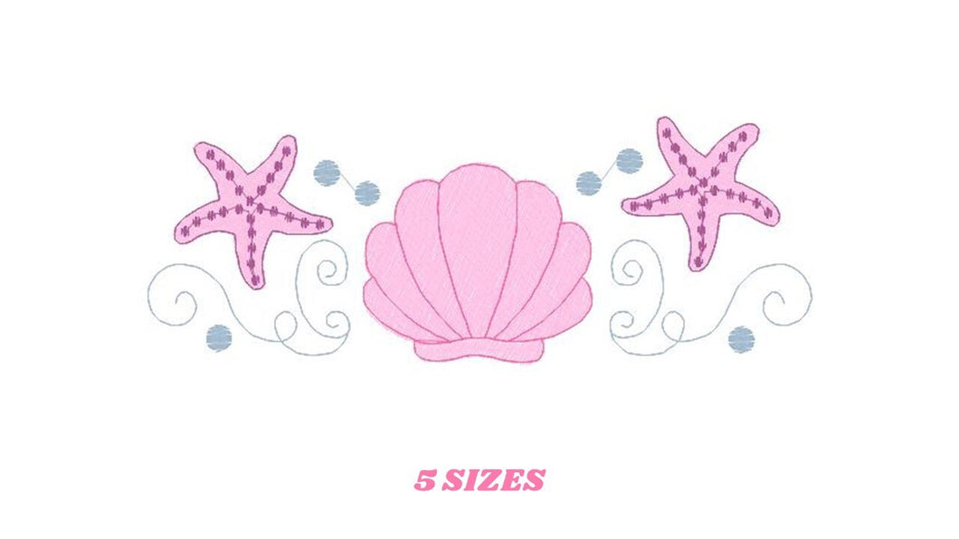 Pearl embroidery designs - Deep sea shells embroidery design machine embroidery pattern - Sea star embroidery file - embroidery download pes