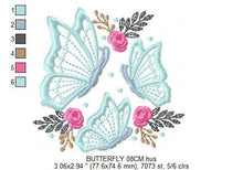 Charger l&#39;image dans la galerie, Butterfly embroidery design - Flowers embroidery designs machine embroidery pattern - Kitchen Towel embroidery file - instant download
