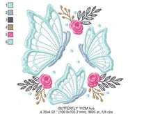 Charger l&#39;image dans la galerie, Butterfly embroidery design - Flowers embroidery designs machine embroidery pattern - Kitchen Towel embroidery file - instant download
