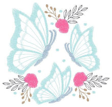 Cargar imagen en el visor de la galería, Butterfly embroidery design - Flowers embroidery designs machine embroidery pattern - Kitchen Towel embroidery file - instant download
