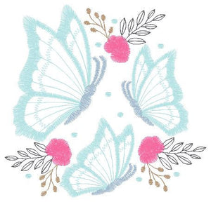 Butterfly embroidery design - Flowers embroidery designs machine embroidery pattern - Kitchen Towel embroidery file - instant download