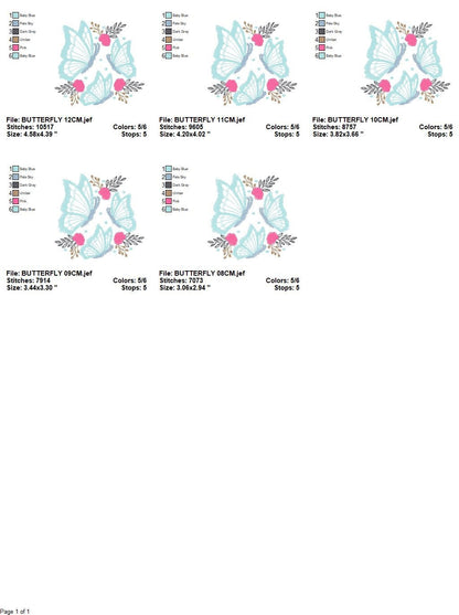 Butterfly embroidery design - Flowers embroidery designs machine embroidery pattern - Kitchen Towel embroidery file - instant download