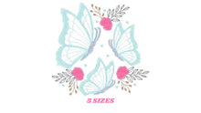 Cargar imagen en el visor de la galería, Butterfly embroidery design - Flowers embroidery designs machine embroidery pattern - Kitchen Towel embroidery file - instant download
