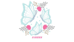 Butterfly embroidery design - Flowers embroidery designs machine embroidery pattern - Kitchen Towel embroidery file - instant download