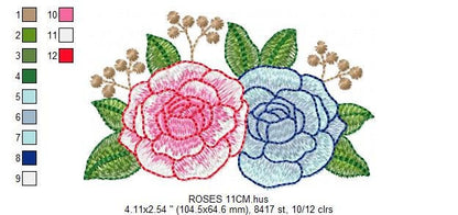 Roses embroidery designs - Kitchen Towel embroidery design machine embroidery pattern - Rose embroidery file flower - instant download pes