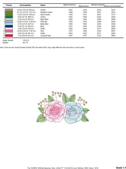 Roses embroidery designs - Kitchen Towel embroidery design machine embroidery pattern - Rose embroidery file flower - instant download pes