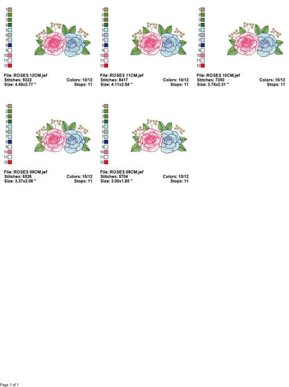 Roses embroidery designs - Kitchen Towel embroidery design machine embroidery pattern - Rose embroidery file flower - instant download pes