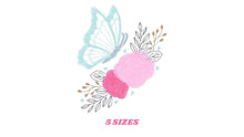 Laden Sie das Bild in den Galerie-Viewer, Butterfly embroidery design - Flowers embroidery designs machine embroidery pattern - Kitchen Tea Towel embroidery file - instant download
