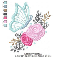 Laden Sie das Bild in den Galerie-Viewer, Butterfly embroidery design - Flowers embroidery designs machine embroidery pattern - Kitchen Tea Towel embroidery file - instant download
