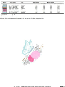 Butterfly embroidery design - Flowers embroidery designs machine embroidery pattern - Kitchen Tea Towel embroidery file - instant download