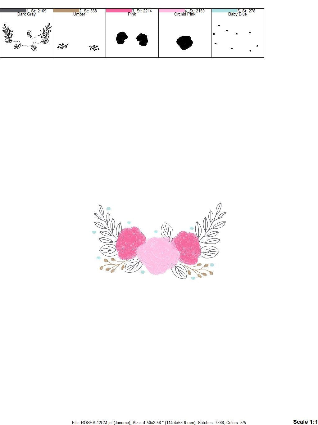 Roses embroidery designs - Towel embroidery design machine embroidery pattern - Rose embroidery file - flower embroidery for kitchen DST XXX