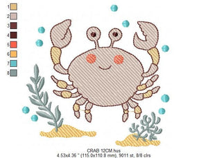 Crab embroidery design - Beach animals embroidery designs machine embroidery pattern - Ocean Life embroidery file - Delicate sea animal pes