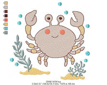 Charger l&#39;image dans la galerie, Crab embroidery design - Beach animals embroidery designs machine embroidery pattern - Ocean Life embroidery file - Delicate sea animal pes
