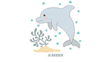 Cargar imagen en el visor de la galería, Dolphin embroidery designs - Ocean Fish embroidery design machine embroidery pattern - Dolphin with algae embroidery - delicate sea animal
