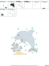 Carica l&#39;immagine nel visualizzatore di Gallery, Dolphin embroidery designs - Ocean Fish embroidery design machine embroidery pattern - Dolphin with algae embroidery - delicate sea animal
