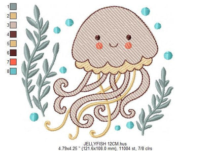 Jellyfish embroidery design - Octopus embroidery designs machine embroidery pattern - Ocean animals embroidery - instant digital download
