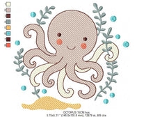 Cargar imagen en el visor de la galería, Octopus embroidery design - Sea animal embroidery designs machine embroidery pattern - Ocean animals embroidery - instant digital download
