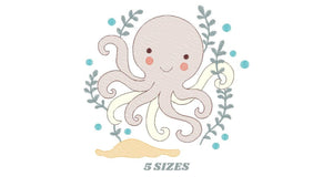 Octopus embroidery design - Sea animal embroidery designs machine embroidery pattern - Ocean animals embroidery - instant digital download