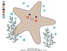 Charger l&#39;image dans la galerie, Starfish embroidery designs - Ocean Sea Star embroidery design machine embroidery pattern - Stars rippled design - kids embroidery ocean jef
