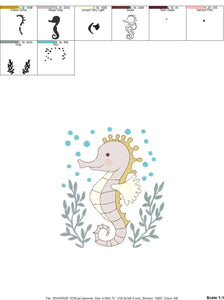 Seahorse embroidery design - Sea Animal embroidery designs machine embroidery pattern - Ocean animal embroidery file - instant download pes