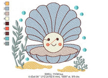 Cargar imagen en el visor de la galería, Pearl embroidery designs - Deep sea shells embroidery design machine embroidery pattern - Children embroidery file - embroidery download pes
