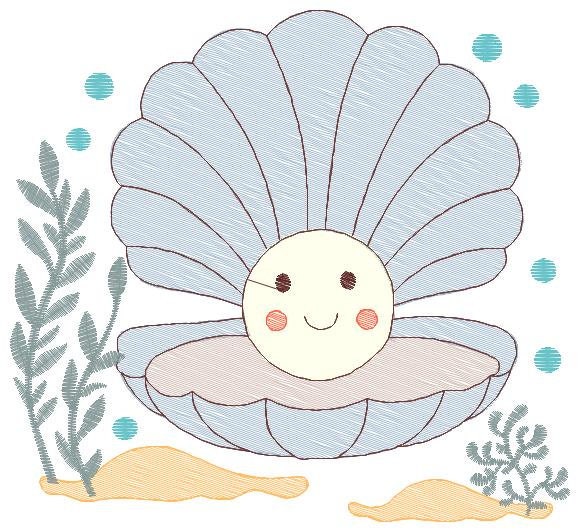 Pearl embroidery designs - Deep sea shells embroidery design machine embroidery pattern - Children embroidery file - embroidery download pes