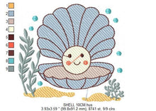 Cargar imagen en el visor de la galería, Pearl embroidery designs - Deep sea shells embroidery design machine embroidery pattern - Children embroidery file - embroidery download pes
