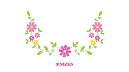 Flowers embroidery designs - Floral Wreath embroidery design machine embroidery pattern - Flower Frame embroidery file - instant download