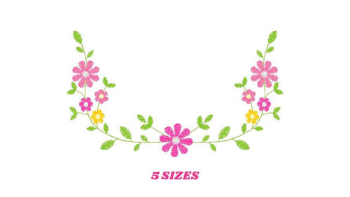 Flowers embroidery designs - Floral Wreath embroidery design machine embroidery pattern - Flower Frame embroidery file - instant download