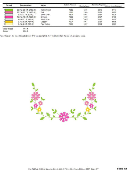 Flowers embroidery designs - Floral Wreath embroidery design machine embroidery pattern - Flower Frame embroidery file - instant download