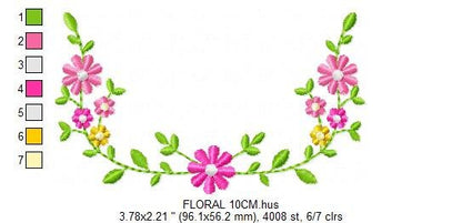Flowers embroidery designs - Floral Wreath embroidery design machine embroidery pattern - Flower Frame embroidery file - instant download