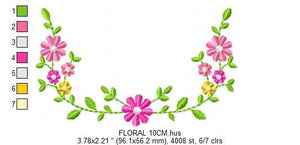 Flowers embroidery designs - Floral Wreath embroidery design machine embroidery pattern - Flower Frame embroidery file - instant download