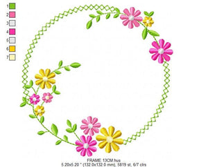 Monogram Frame embroidery designs - Flower embroidery design machine embroidery pattern - Floral embroidery file - instant download jef hus