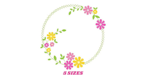 Monogram Frame embroidery designs - Flower embroidery design machine embroidery pattern - Floral embroidery file - instant download jef hus