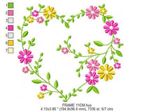 Carica l&#39;immagine nel visualizzatore di Gallery, Heart with flowers embroidery designs - Flower embroidery design machine embroidery pattern - Baby girl embroidery - Heart embroidery frame
