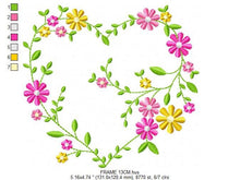 Charger l&#39;image dans la galerie, Heart with flowers embroidery designs - Flower embroidery design machine embroidery pattern - Baby girl embroidery - Heart embroidery frame
