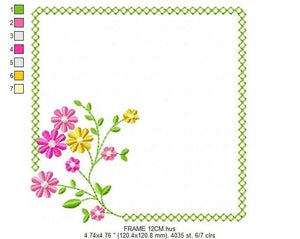 Monogram Frame embroidery designs - Flower embroidery design machine embroidery pattern - Floral embroidery file - baby girl embroidery pes