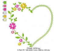 Charger l&#39;image dans la galerie, Heart with flowers embroidery designs - Flower embroidery design machine embroidery pattern - Baby girl embroidery - Heart embroidery frame
