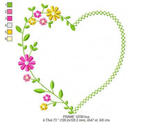 Charger l&#39;image dans la galerie, Heart with flowers embroidery designs - Flower embroidery design machine embroidery pattern - Baby girl embroidery - Heart embroidery frame
