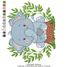 Load image into Gallery viewer, Baby Elephant embroidery designs - Animal embroidery design machine embroidery pattern - Baby boy embroidery file - safari embroidery hus
